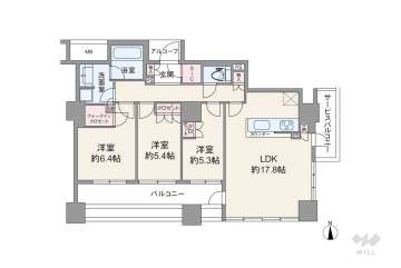 シエリアタワーなんば7970万円：間取り図