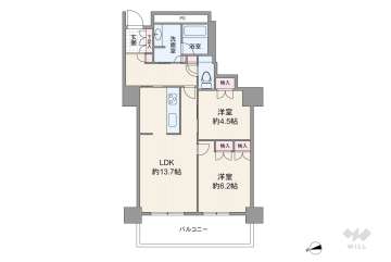 阿波座ライズタワーズフラッグ466450万円：間取り図