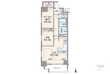 プレサンスロジェ堺筋本町7280万円：間取り図