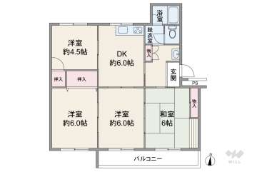 公社清和台住宅13号棟448万円：間取り図
