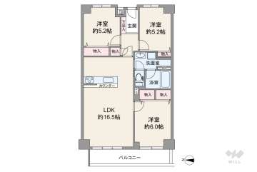 ファミールハイツ北大阪2号棟3899万円：間取り図