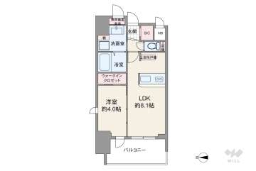 エステムコート谷町九丁目3480万円：間取り図