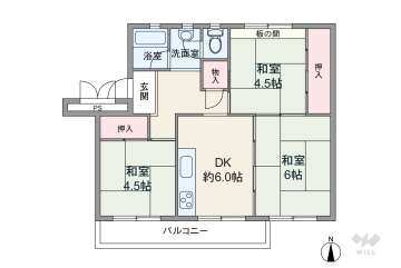 箕面如意谷住宅７棟580万円：間取り図