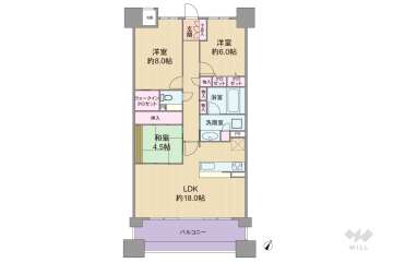 エスリード西宮甲陽園2番館Airs2850万円：間取り図