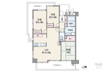 ロイヤル西宮門戸ウエストガーデン3880万円：間取り図