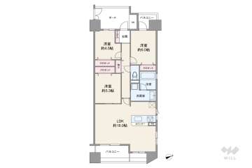 エスリード阿波座6698万円：間取り図