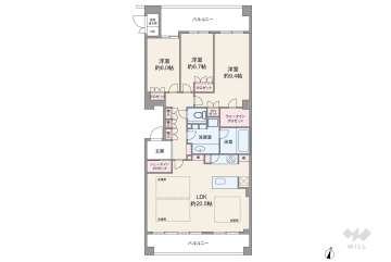 グランフォート岡本12800万円：間取り図