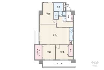 プライムハイツ阿波座3300万円：間取り図