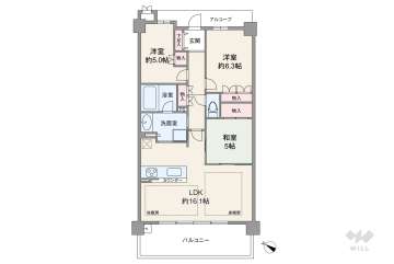 ローレルコート中之島6980万円：間取り図
