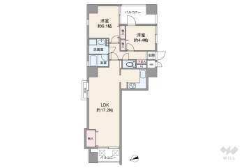 ベルデフラッツ阿波座4290万円：間取り図