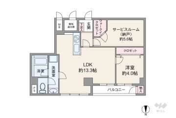 アルタス北堀江3290万円：間取り図