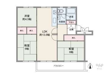 箕面如意谷住宅22棟800万円：間取り図