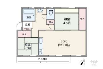 箕面如意谷住宅15棟648万円：間取り図