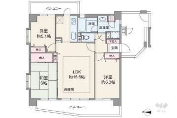 ライオンズマンション西宮門戸3980万円：間取り図