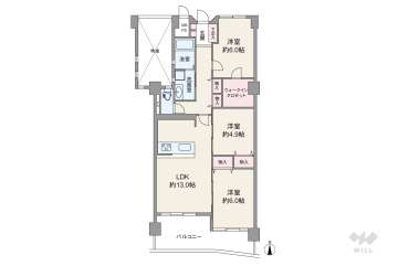 京橋南コーポ2号棟3598万円：間取り図