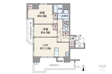 メロディーハイム四天王寺夕陽丘弐番館5798万円：間取り図