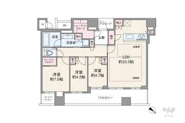 シエリアタワー中之島28000万円：間取り図