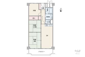 日商岩井第５緑地公園マンション　1690万円：間取り図