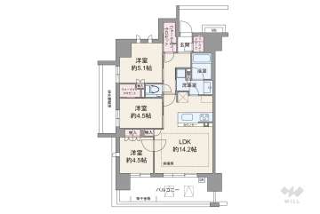 サンクレイドル天王寺9880万円：間取り図