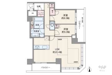 プレミストタワー大阪新町ローレルコート15800万円：間取り図