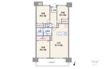 武庫川樹のまち16号棟2080万円：間取り図