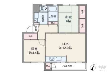 鶴甲コーポ20号館940万円：間取り図