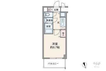 プレサンス難波ラフィーネ2500万円：間取り図