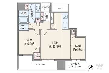 シエリアタワー中之島8260万円：間取り図