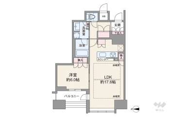 ブランズタワー南堀江7200万円：間取り図