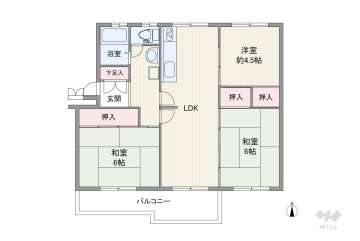 箕面粟生第２住宅35棟680万円：間取り図