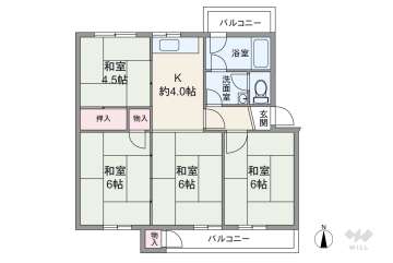 杭瀬第五団地17号棟290万円：間取り図