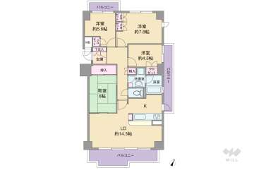 パークハウス猪名川壱番街A棟1080万円：間取り図