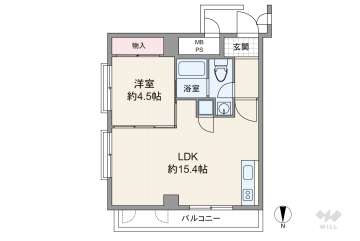 朝日プラザ東天満2280万円：間取り図