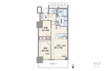 プレミストタワー靱本町7480万円：間取り図