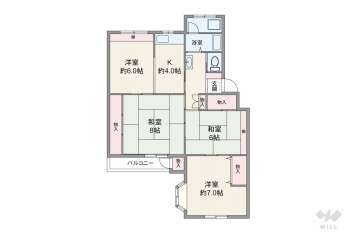 鶴甲コーポ19号館498万円：間取り図