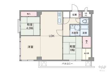 朝日プラザ東天満3390万円：間取り図
