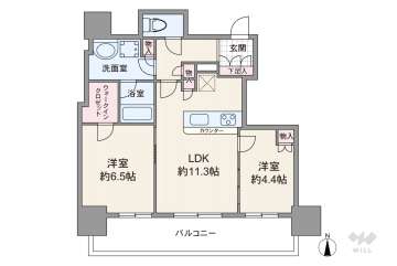 シエリアタワー大阪天満橋9680万円：間取り図