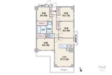 トーカンマンション千里五月が丘3499万円：間取り図