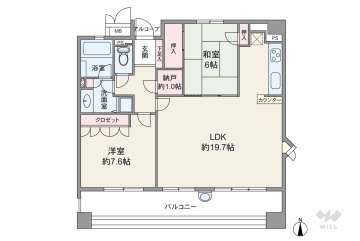 本町パークホームズCITYWEST6480万円：間取り図