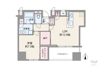 ザ・パークハウス 大阪梅田タワー9980万円：間取り図