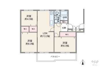 箕面粟生第２住宅23棟1580万円：間取り図