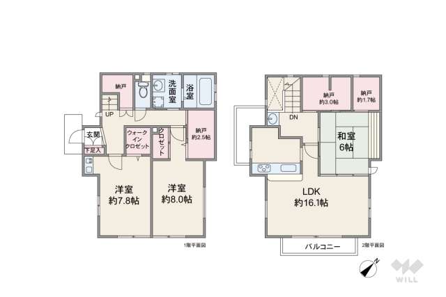 宝塚市花屋敷つつじガ丘 一戸建て:間取り図面