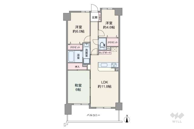 宝マンション城木町:間取り図面