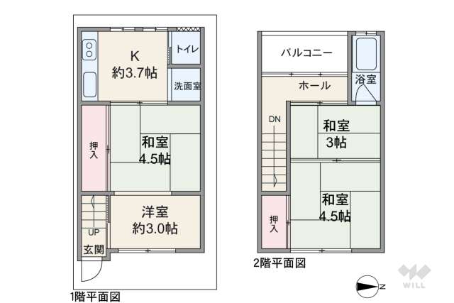 尼崎市崇徳院1丁目 テラスハウス:間取り図面