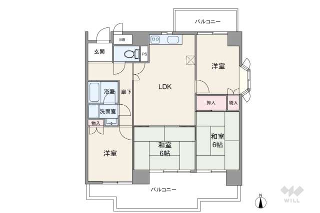 ノーブル滝子:間取り図面