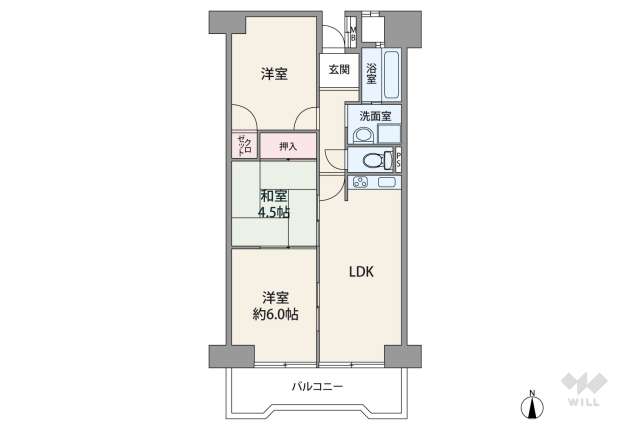 一光ハイツ山王Ａ棟:間取り図面