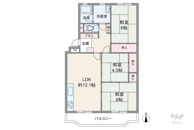 ハイム富田北棟:間取り図面