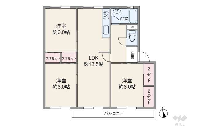 第2鳴海おお根住宅3号棟:間取り図面