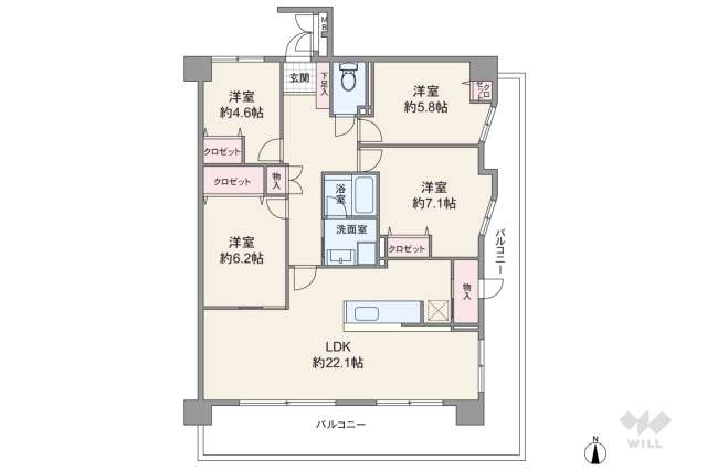 グランフェルティ甲東園:間取り図面