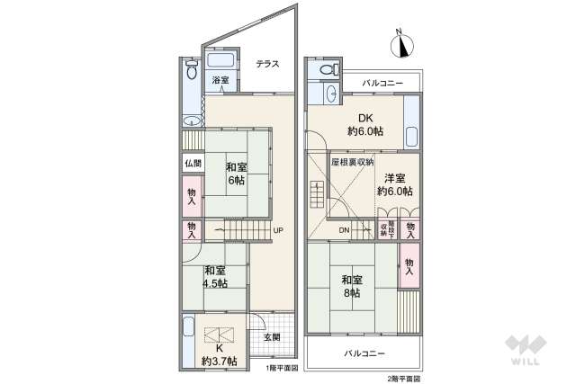 尼崎市杭瀬北新町3丁目 テラスハウス:間取り図面